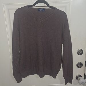 Men's Cotton & Silk Brown Cashmere Blend Sweater